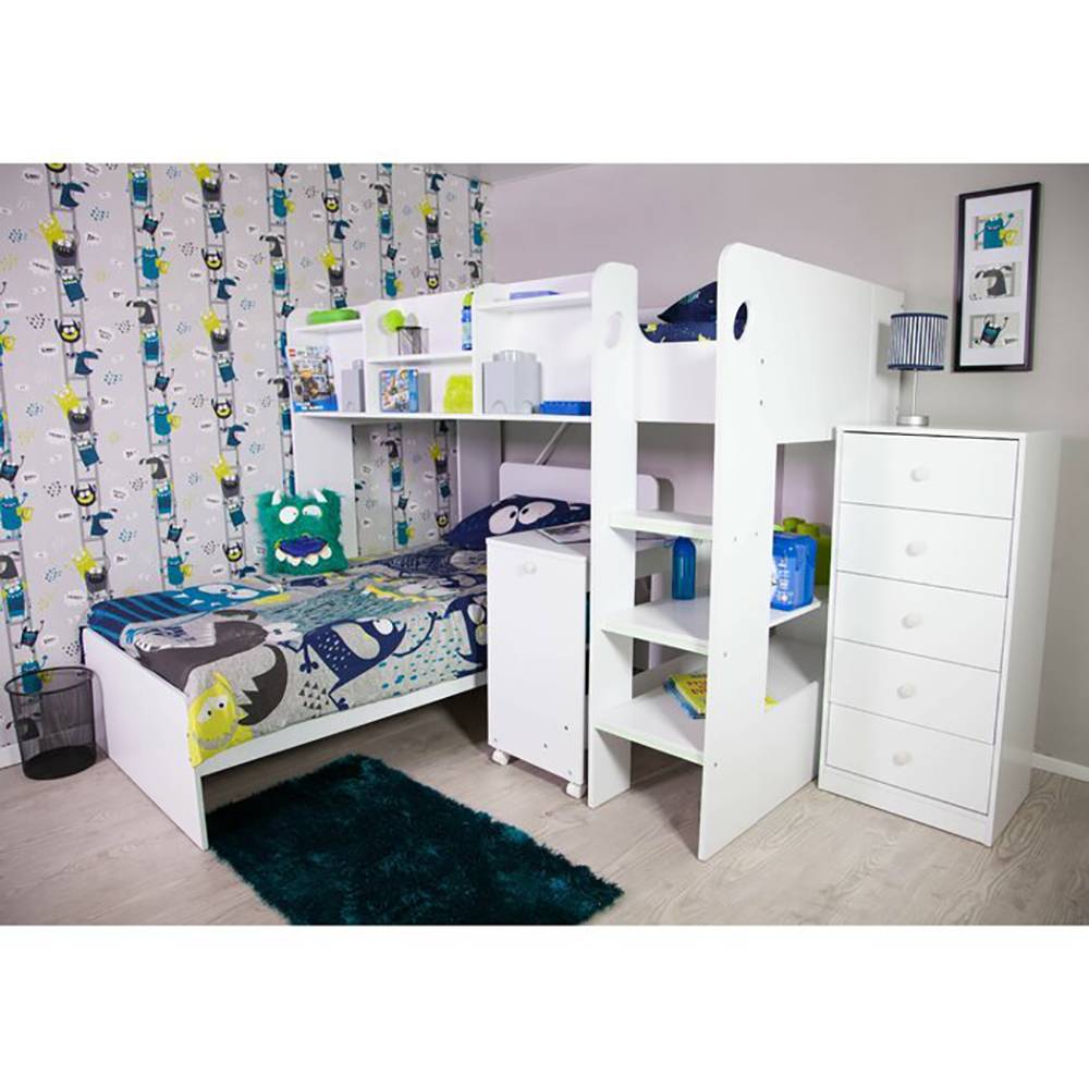 Zard Single Bunk Bed with Shelf in LShape Paragon Furniture