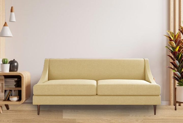 3-Seater Armless Sofa In Grey Woven Fabric