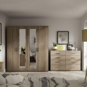 4 Door Wardrobe with Chest and Night Stand