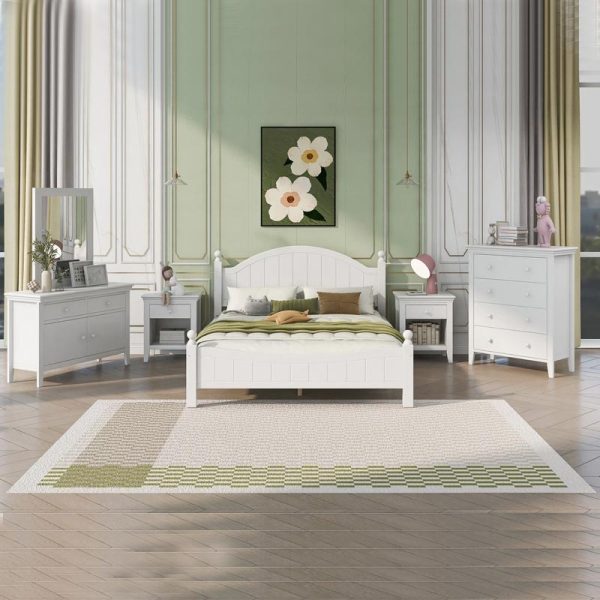 6-Piece Bedroom Set Bed, 2 Nightstands, Chest, Dresser, Mirror