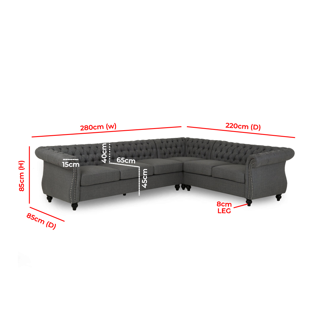 Amberside 6 Seater Sofa with Fabric Tufted Upholstery 8