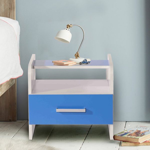 Paragon Nightstand White & Blue Finish with Drawer