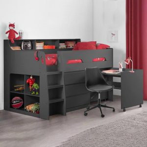 Aries Mid Loft Bed with Desk and Shelf