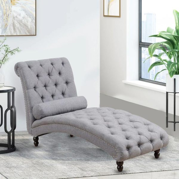 Armless Chesterfield Chaise Lounge Tufted Nailhead