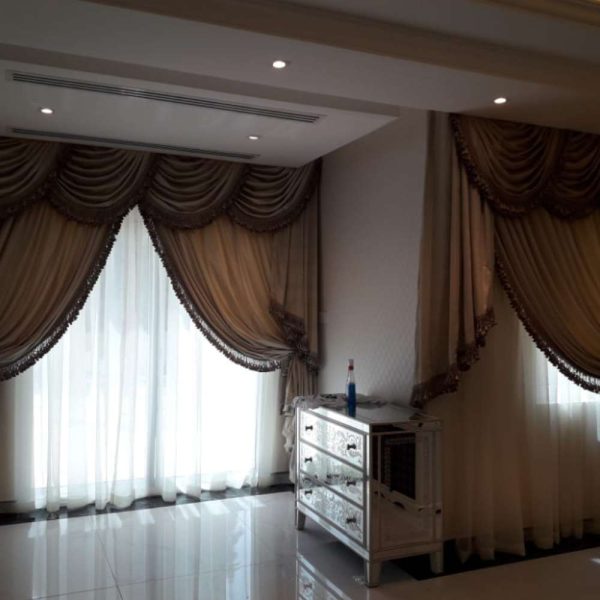 Beige Shefon and Mukhmal Curtain