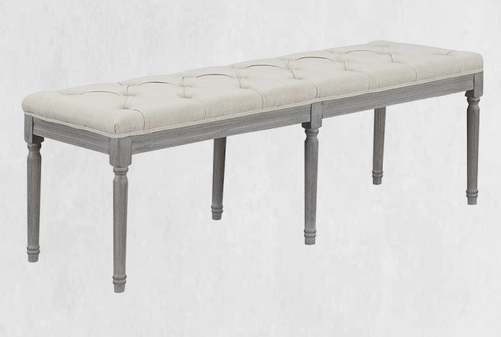 Tufted Upholstery Bench with Wood Legs