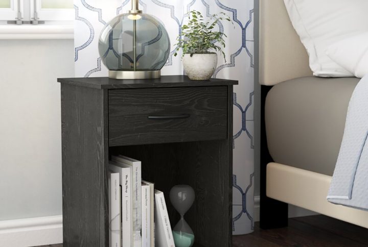Paragon 1-Drawer Nightstand with Black Oak