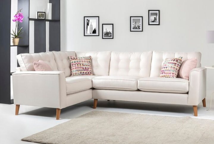 Caenada L Shape White Sofa