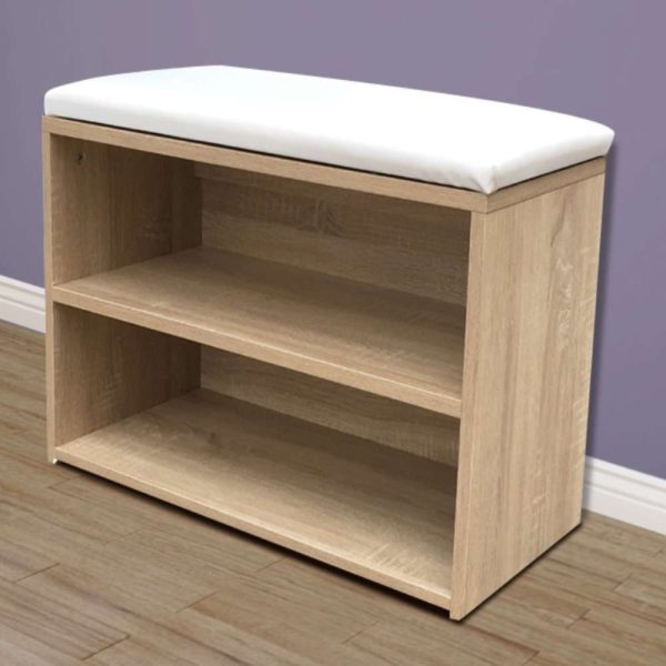 Shoe Cabinet with Leather Seating Bench