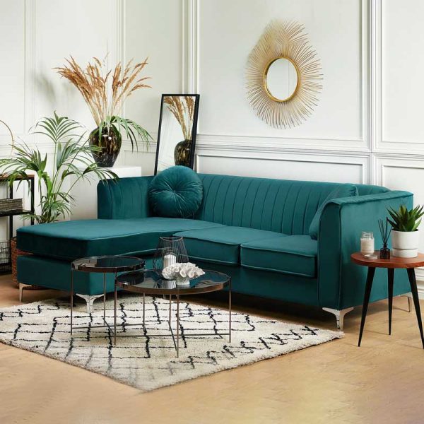 Cargill Wide Velvet Sofa & Chaise