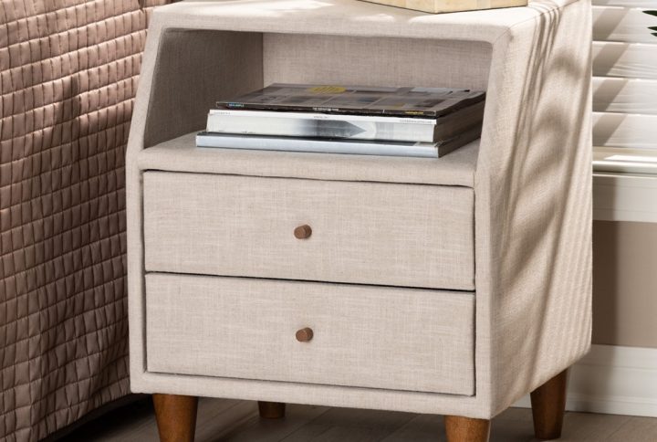 Claverie Mid-Century Nightstand with Open Shelve