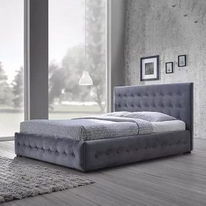 Contemporary Tufted Fabric Bed in Grey