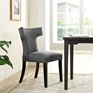Curved Back Dining Chair with Fabric Upholstered