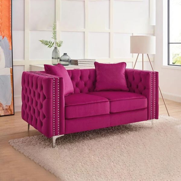 Elegant Velvet Silver Orchid Winters Loveseat