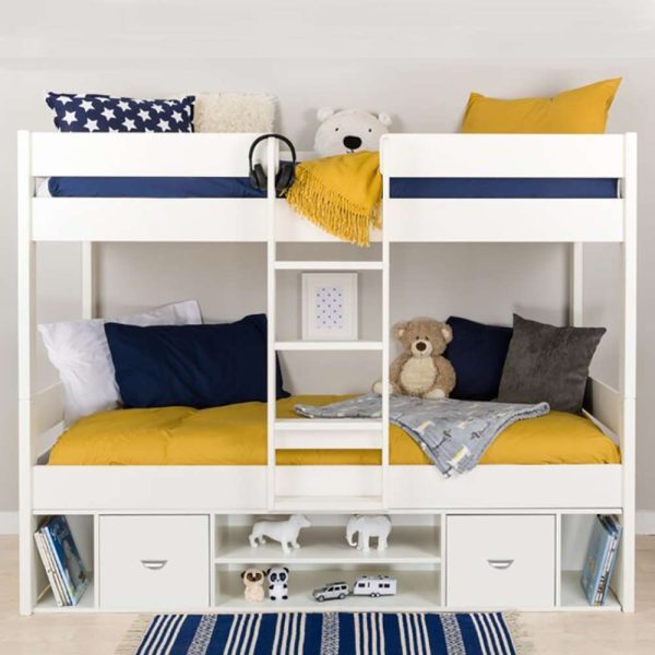 Kid Bunk Bed with Drawers and Shelves
