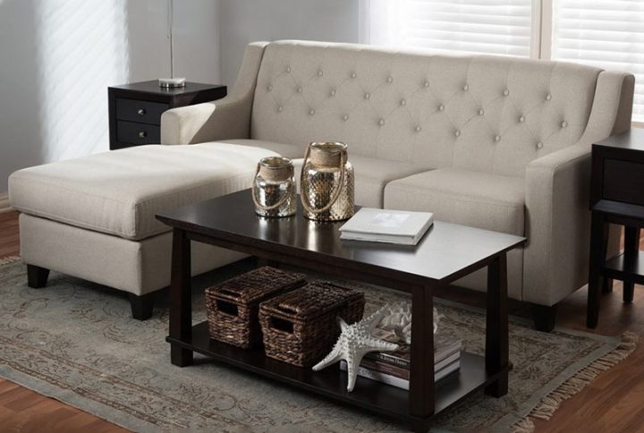 Fabric-Upholstered Tufted 2-Piece Sectional Sofa