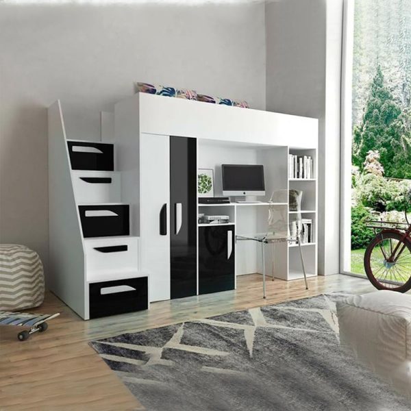 Farrar Single Loft Bed European Design