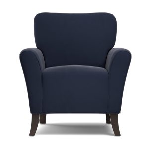 Navy Blue Velvet Armchair with Armrests