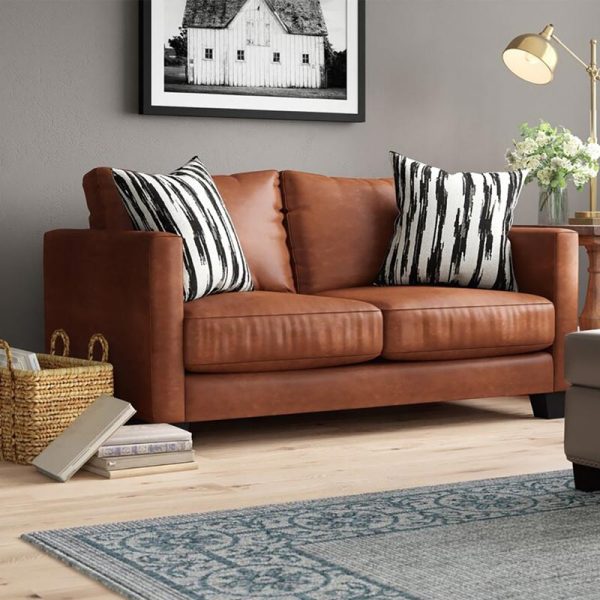 Hubbardston Faux Leather Loveseat with Square Arms