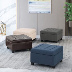 Modern Fabric Tufted Ottoman with Storage