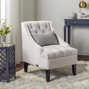 Tufted Velvet Accent Chair in Ivory