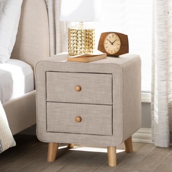 Mid-Century Fabric Upholstered Nightstand