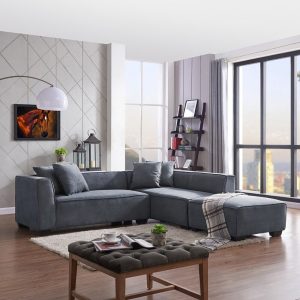 L-Shaped Modular Sofa with Ottoman Chaise
