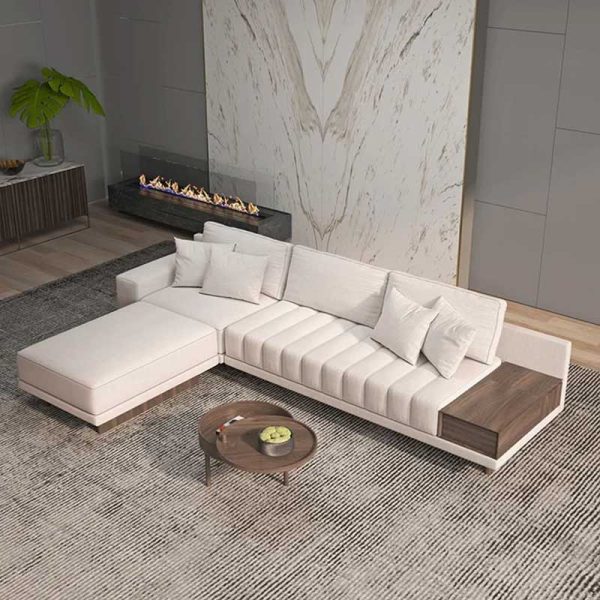L-Shaped Sectional Sofa with Ottoman Chaise