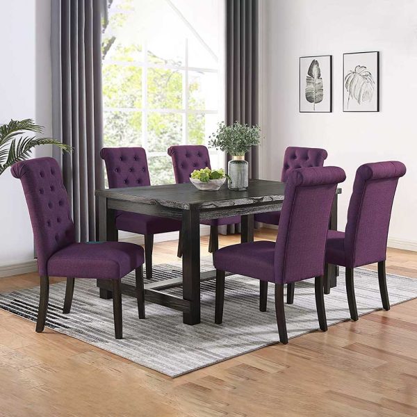 Modern Leviton Wood Dining Set Purple Finished