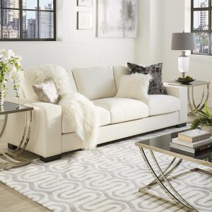 Lionel Sofa In Modern Fabric With Down-Filled Cushions