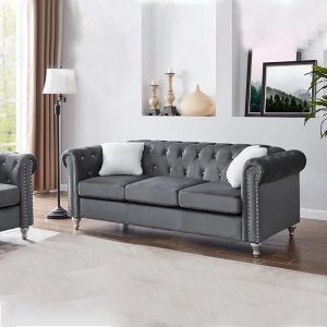 Luxurious Velvet Sofa with Tufted Design