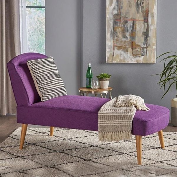 Mid Century Fabric Upholstered Chaise Lounge