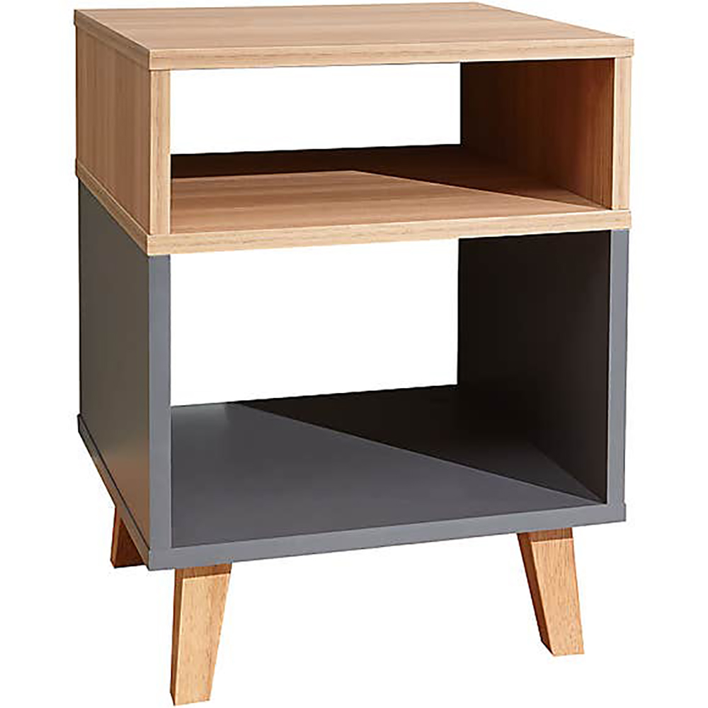 Modena Grey and Oak Effect Bedside Table 2