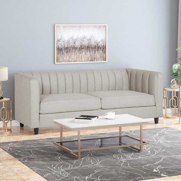 Modern 3 Seater Sofa with Channel Stitching Detail