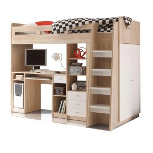 Modern Bunk Bed with Storage and Study Desk