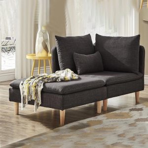 Modern Modular Chaise with Ottoman in Gray