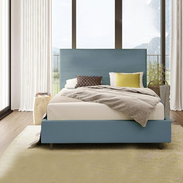 Padded Bed with Linen Upholstery