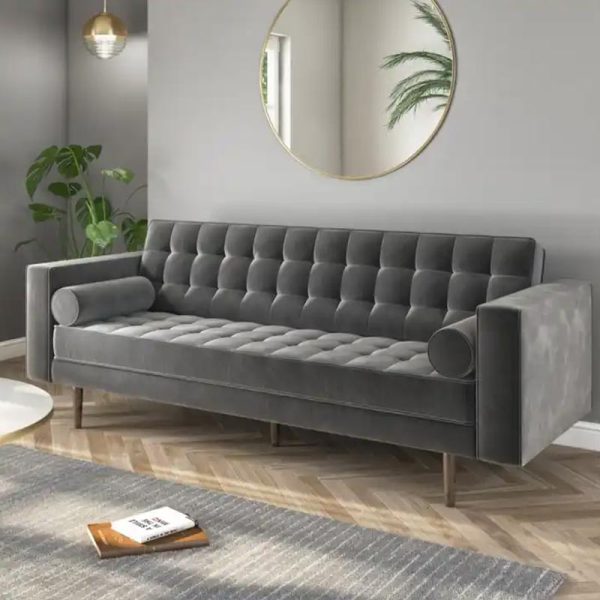 Paragon’s Mid Century Grey Velvet Sofa Set