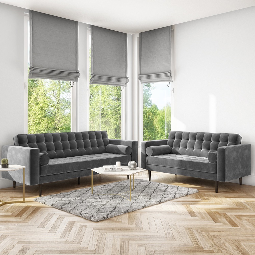 Paragon’s Mid Century Grey Velvet Sofa Set 2
