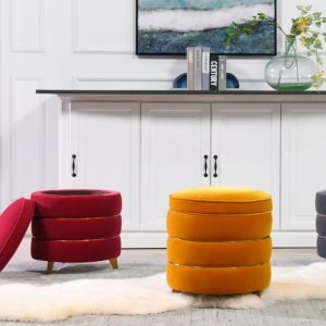 Round Gold Ring Ottoman with Storage