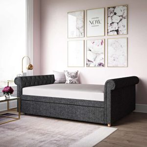 Stacy Fabric Upholstered Day bed with Trundle