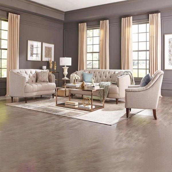 Tufted Curved Back Sofa in Traditional Gray Fabric