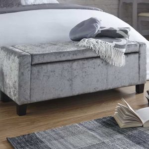Velvet Ottoman Storage Bench Blanket Box