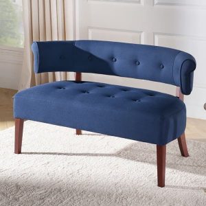 Tufted Bench Settee with a Curved Back Design