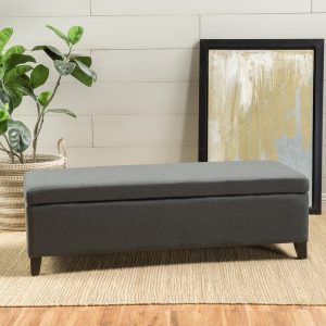Paragon York Gray Fabric Storage Bench