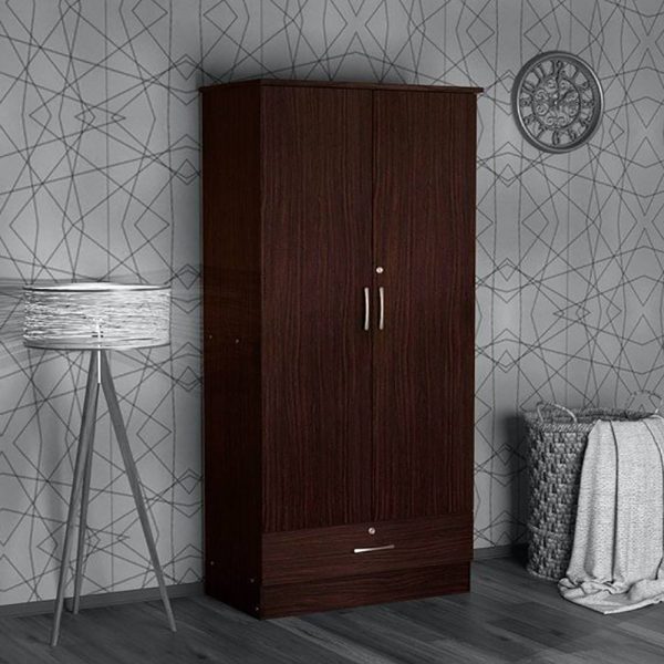 Yukio Wardrobe with One-Drawer in Wenge Finish